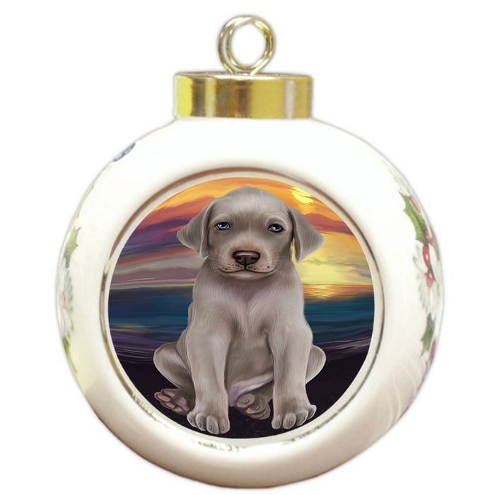 Weimaraner Dog Round Ball Christmas Ornament RBPOR48539