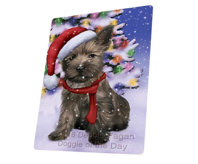 Winterland Wonderland Cairn Terrier Puppy Dog In Christmas Holiday Scenic Background Magnet Mini (3.5" x 2")
