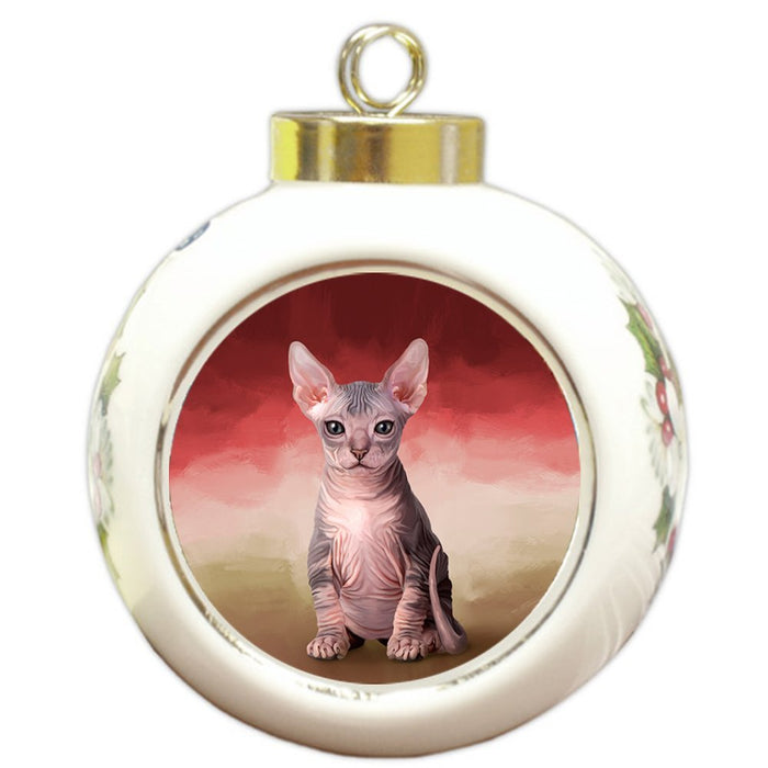 Sphynx Cat Round Ball Christmas Ornament RBPOR48133