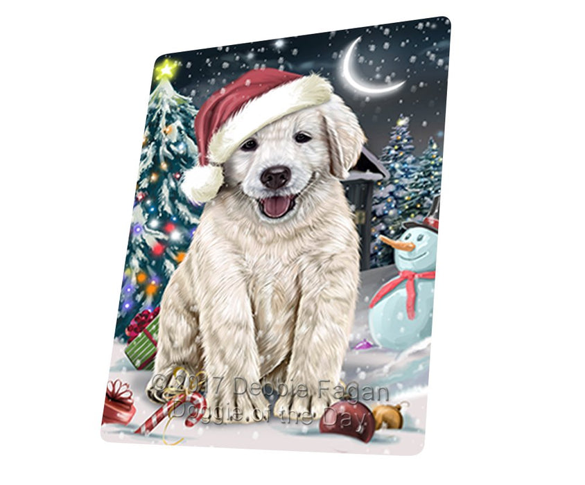 Have A Holly Jolly Christmas Golden Retriever Dog In Holiday Background Magnet Mini (3.5" x 2") D075