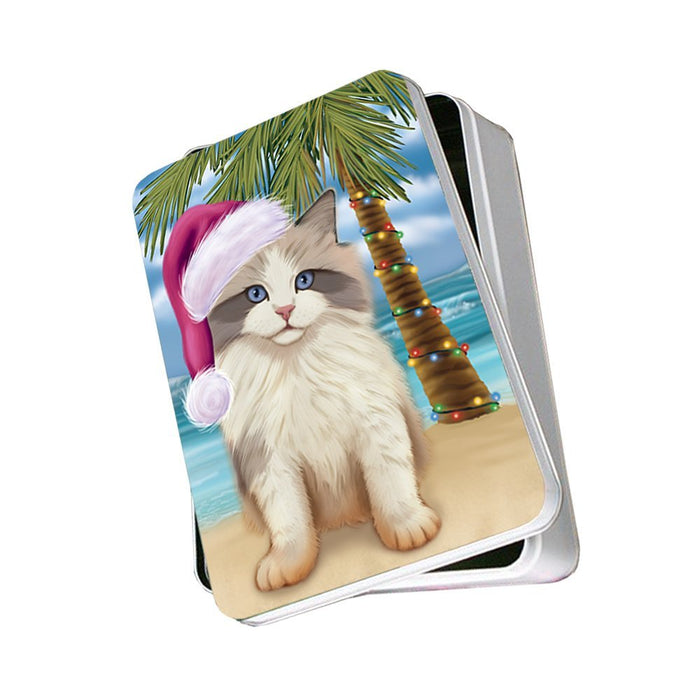 Summertime Ragdoll Kitten on Beach Christmas Photo Storage Tin PTIN0735