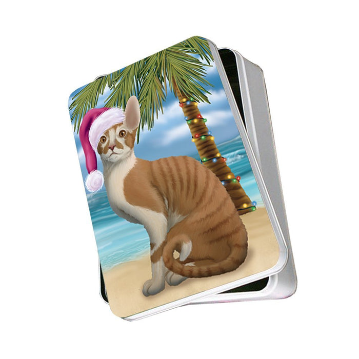 Summertime Cornish Rex Cat on Beach Christmas Photo Storage Tin PTIN0627