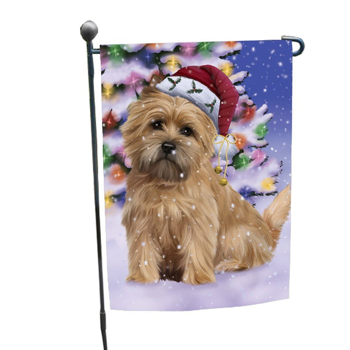 Winterland Wonderland Cairn Terrier Dog In Christmas Holiday Scenic Background Garden Flag