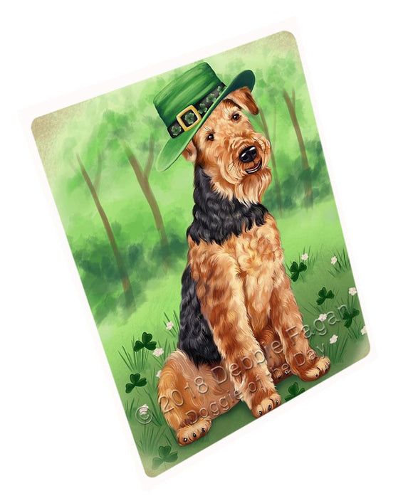 St. Patricks Day Irish Portrait Airedale Terrier Dog Tempered Cutting Board C49179