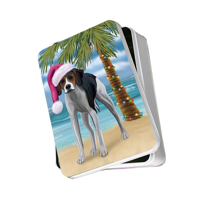 Summertime American Foxhound Dog on Beach Christmas Photo Storage Tin PTIN0532
