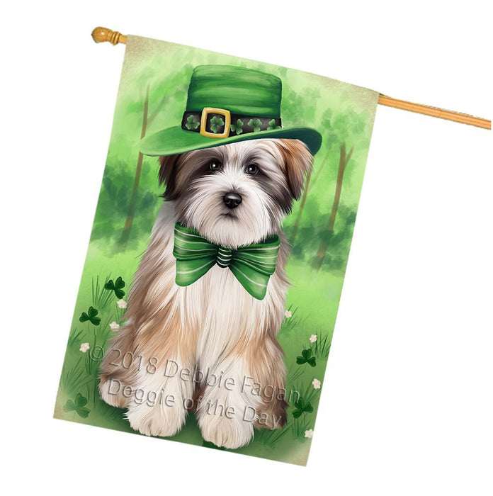 St. Patricks Day Irish Portrait Tibetan Terrier Dog House Flag FLG49256