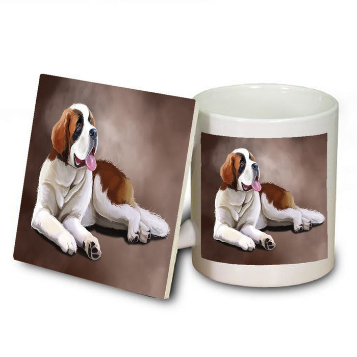 Saint Bernard Dog Mug and Coaster Set