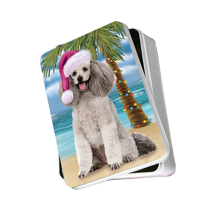Summertime Poodle Grey Dog on Beach Christmas Photo Storage Tin PTIN0713