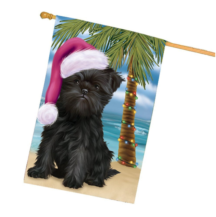 Summertime Happy Holidays Christmas Affenpinscher Dog on Tropical Island Beach House Flag