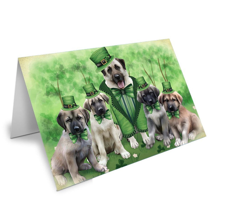 St. Patricks Day Irish Family Portrait Anatolian Shepherds Dog Handmade Artwork Assorted Pets Greeting Cards and Note Cards with Envelopes for All Occasions and Holiday Seasons GCD49538