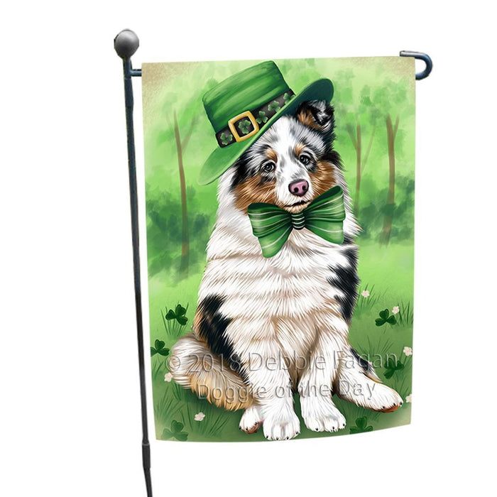 St. Patricks Day Irish Portrait Shetland Sheepdog Dog Garden Flag GFLG49182
