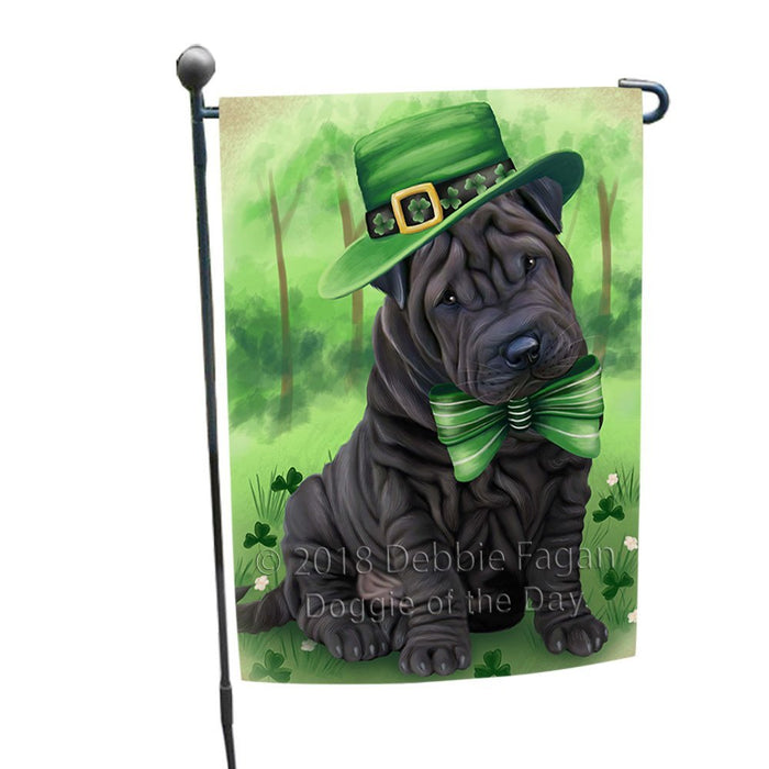 St. Patricks Day Irish Portrait Shar Pei Dog Garden Flag GFLG49177