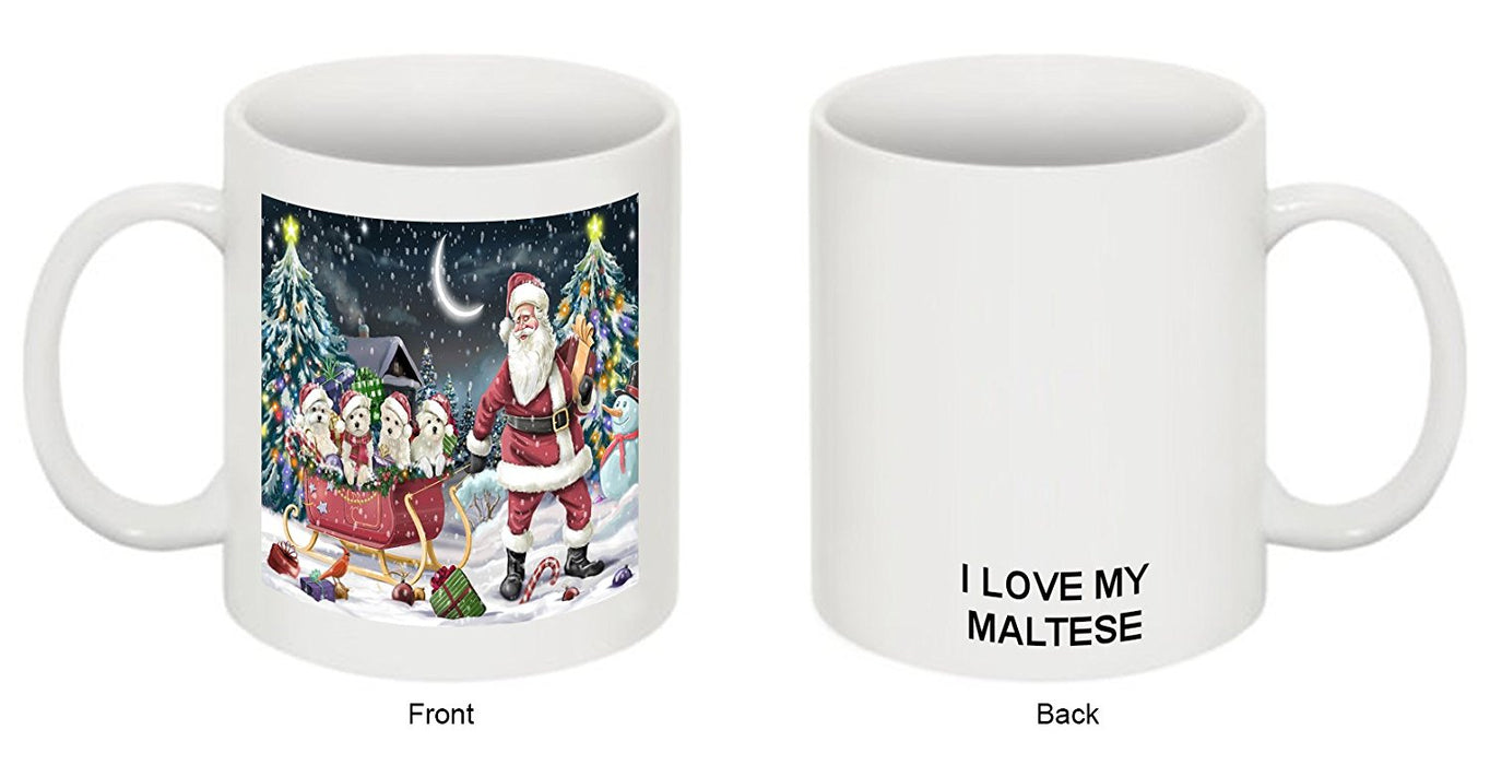 Santa Sled Dogs Maltese Christmas Mug CMG0509