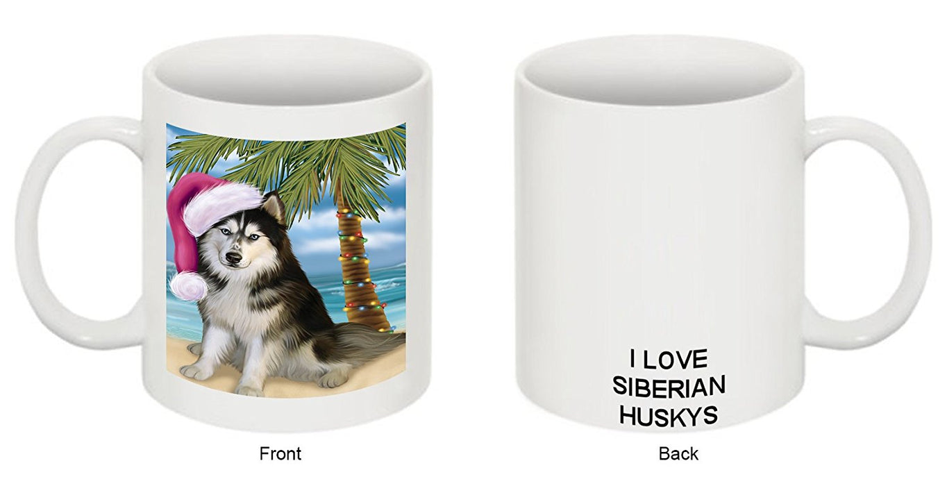 Summertime Siberian Husky Adult Dog on Beach Christmas Mug CMG0835
