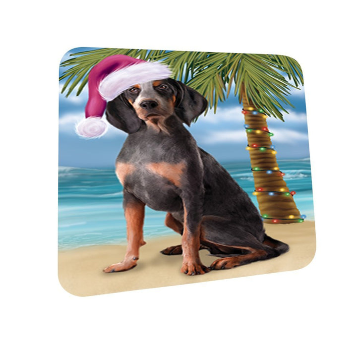 Summertime American English Coonhound Dog on Beach Christmas Coasters CST429 (Set of 4)