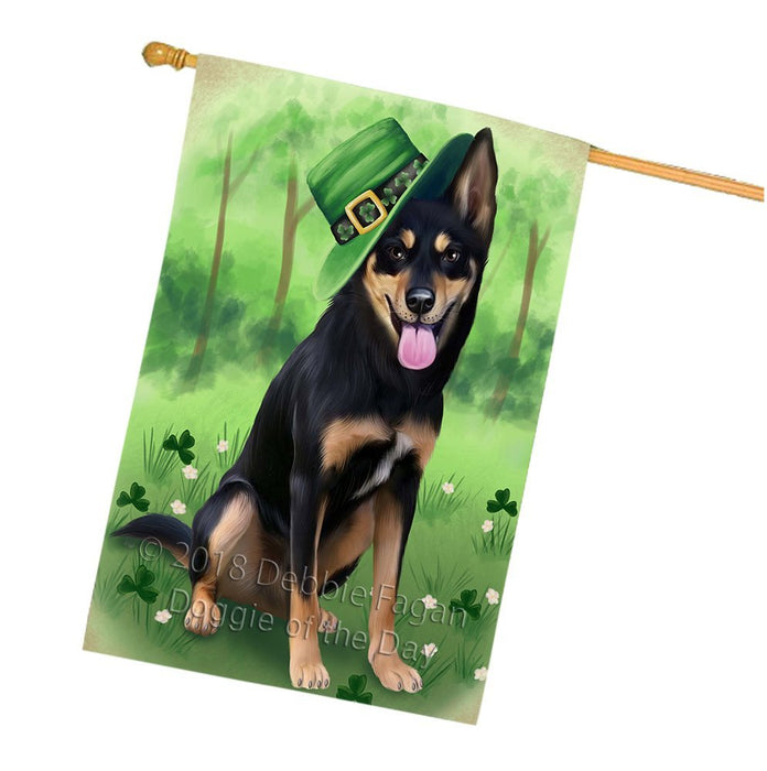 St. Patricks Day Irish Portrait Australian Kelpie Dog House Flag FLG49147