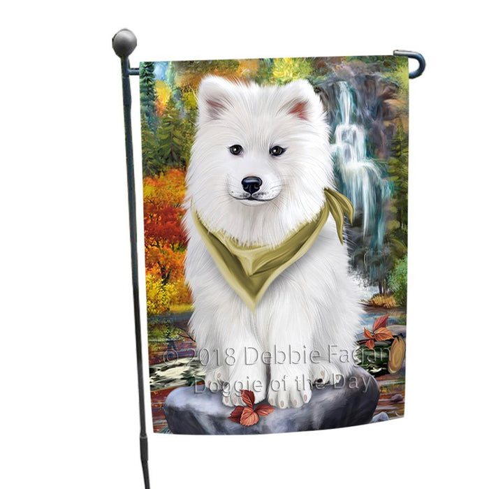 Scenic Waterfall Samoyed Dog Garden Flag GFLG49320