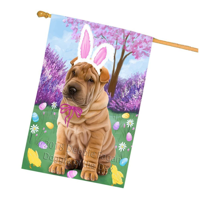 Shar Pei Dog Easter Holiday House Flag FLG49356