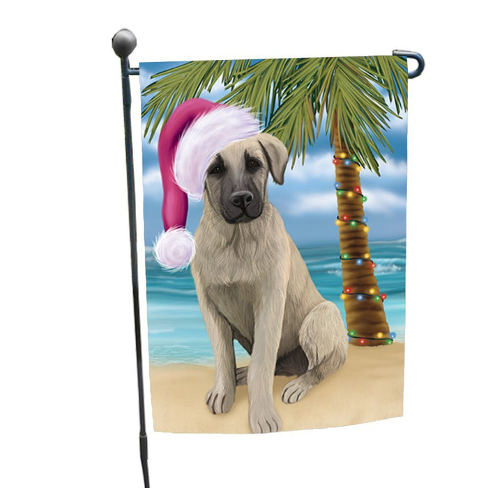 Summertime Christmas Happy Holidays Anatolian Shepherd Puppy on Beach Garden Flag FLG303