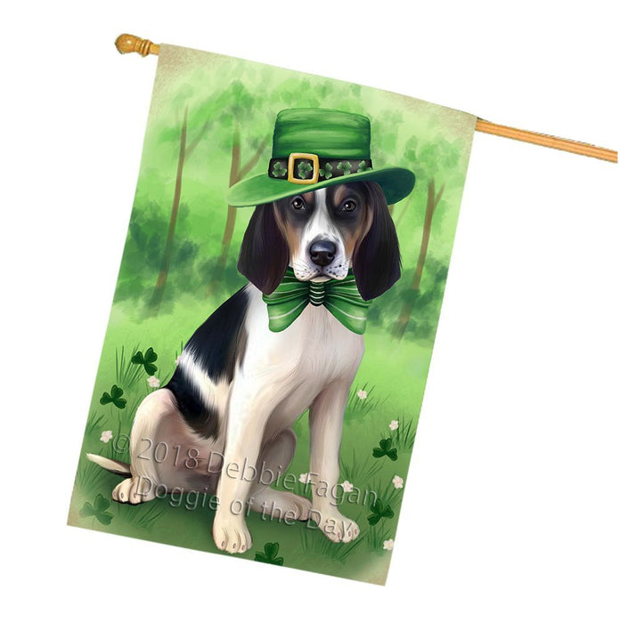 St. Patricks Day Irish Portrait Treeing Walker Coonhound Dog House Flag FLG49262