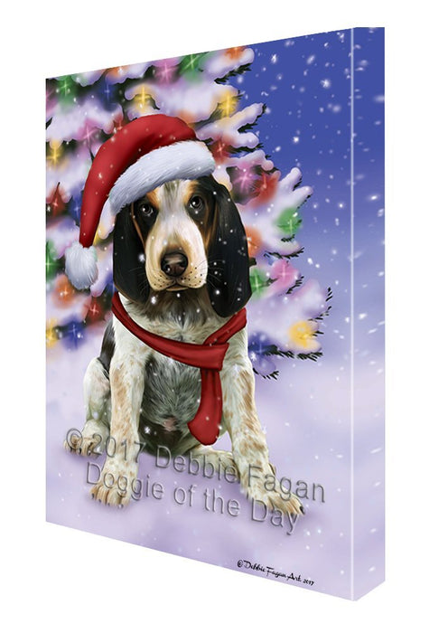Winterland Wonderland Bluetick Coonhound Dog In Christmas Holiday Scenic Background Canvas Wall Art