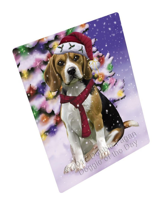 Winterland Wonderland Beagles Adult Dog In Christmas Holiday Scenic Background Large Refrigerator / Dishwasher Magnet