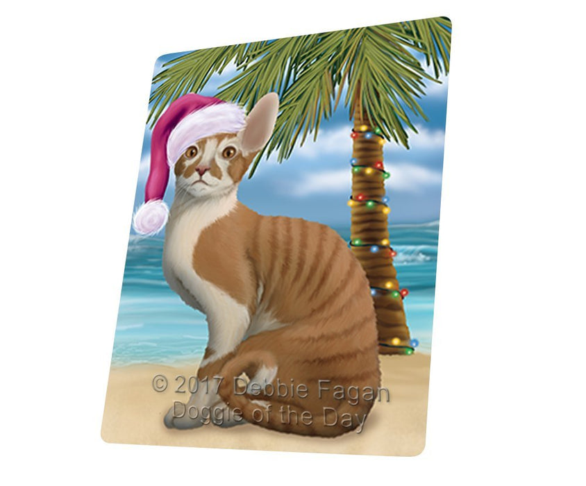 Summertime Happy Holidays Christmas Cornish Red Cat on Tropical Island Beach Large Refrigerator / Dishwasher Magnet D170