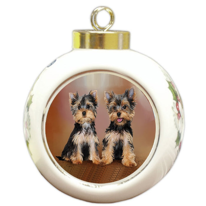 Yorkshire Terrier Dog Round Ball Christmas Ornament