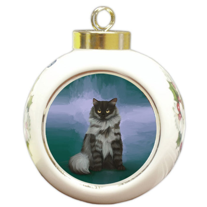 Siberian Cat Round Ball Christmas Ornament RBPOR48117