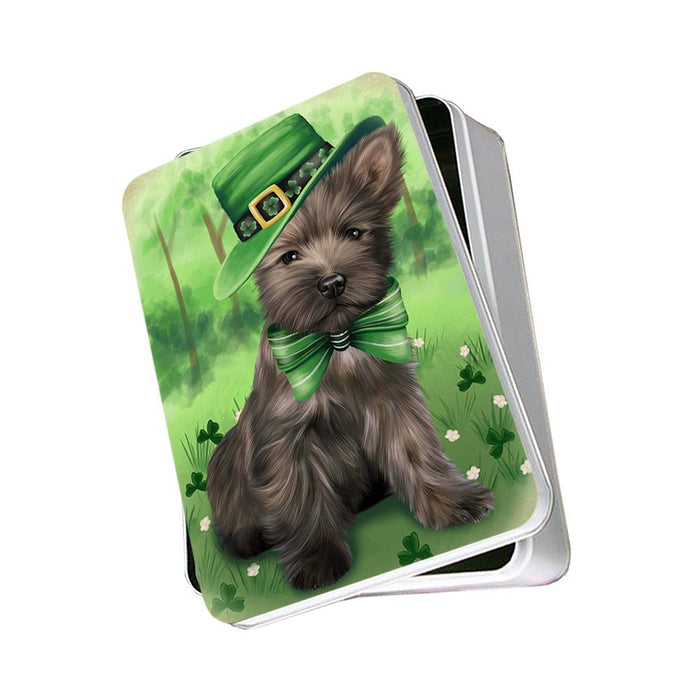 St. Patricks Day Irish Portrait Cairn Terrier Dog Photo Storage Tin PITN48761