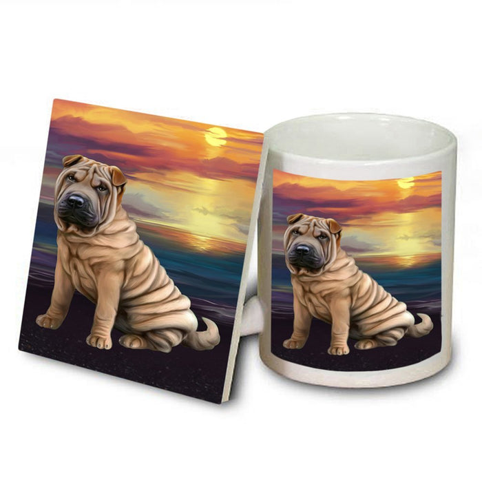 Shar-Pei Dog Mug and Coaster Set