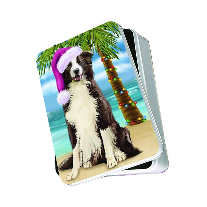Summertime Border Collie Dog on Beach Christmas Photo Storage Tin PTIN0766