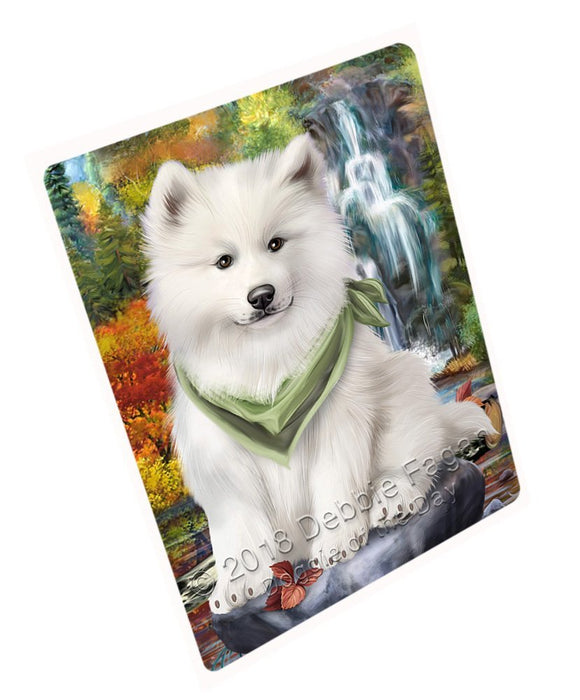 Scenic Waterfall Samoyed Dog Large Refrigerator / Dishwasher Magnet RMAG56688