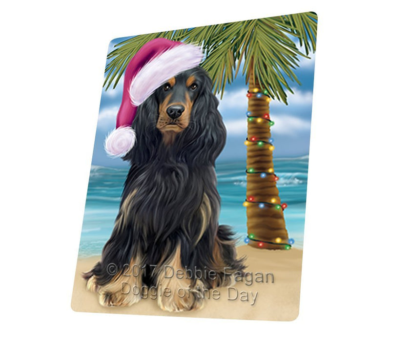 Summertime Happy Holidays Christmas Cocker Spaniel Dog on Tropical Island Beach Tempered Cutting Board D118
