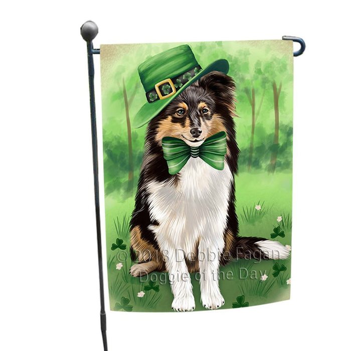 St. Patricks Day Irish Portrait Shetland Sheepdog Dog Garden Flag GFLG49180