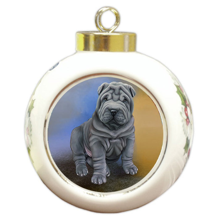 Shar Pei Dog Round Ball Christmas Ornament
