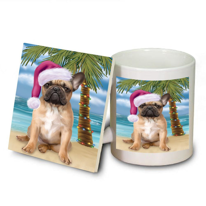 Summertime French Bulldog on Beach Christmas Mug and Coaster Set MUC0614