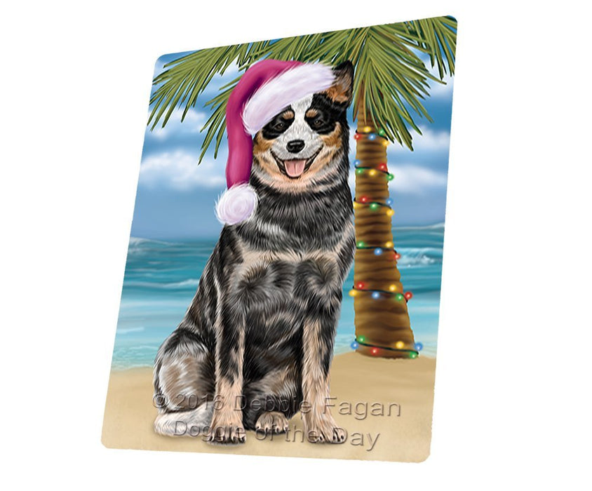 Summertime Happy Holidays Christmas Australian Cattle Dog Dog On Tropical Island Beach Magnet Mini (3.5" x 2")