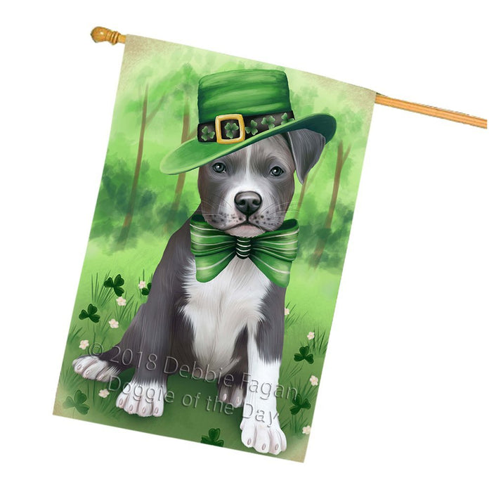 St. Patricks Day Irish Portrait Pit Bull Dog House Flag FLG49186