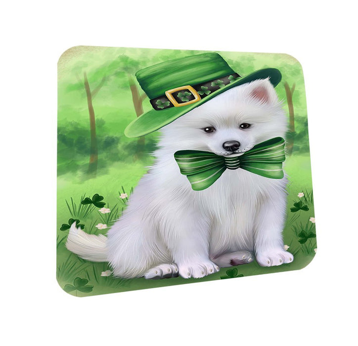 St. Patricks Day Irish Portrait American Eskimo Dog Coasters Set of 4 CST48411