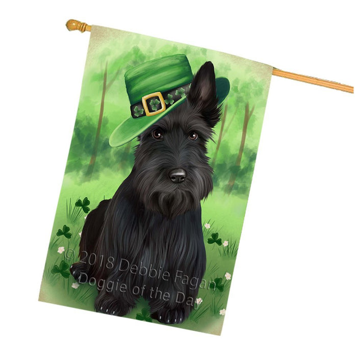 St. Patricks Day Irish Portrait Scottish Terrier Dog House Flag FLG49225