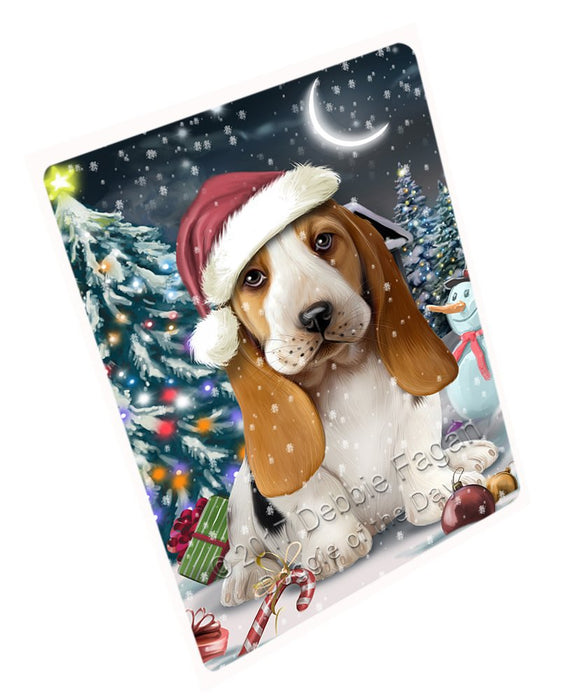 Have A Holly Jolly Christmas Basset Hound Dog In Holiday Background Magnet Mini (3.5" x 2") D137
