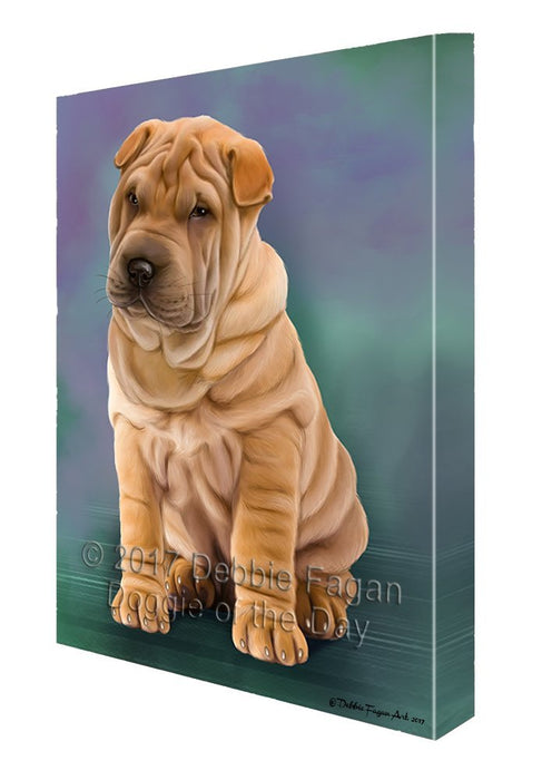 Shar Pei Dog Painting Printed on Canvas Wall Art