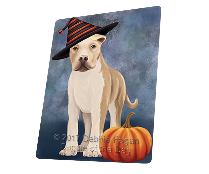 Happy Halloween American Staffordshire Dog Wearing Witch Hat With Pumpkin Magnet Mini (3.5" x 2")