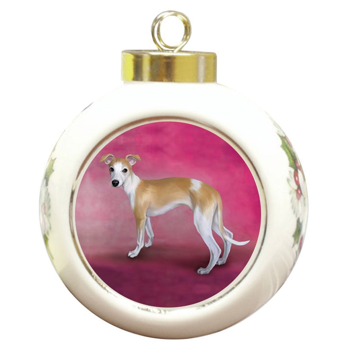 Whippets Dog Round Ceramic Christmas Ornament