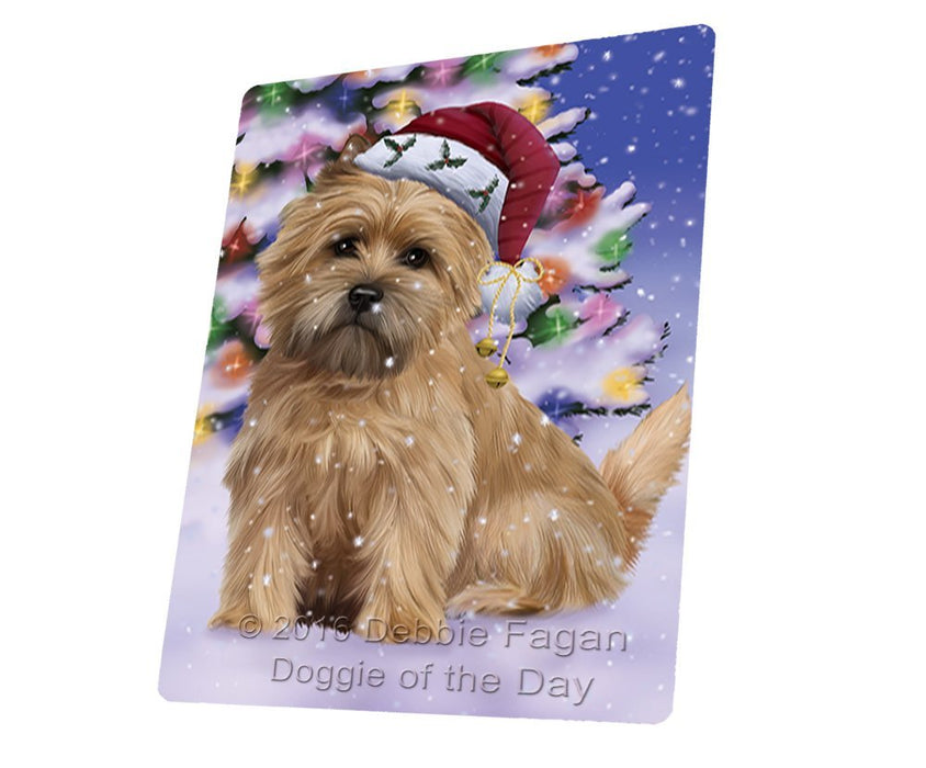 Winterland Wonderland Cairn Terrier Dog In Christmas Holiday Scenic Background Tempered Cutting Board