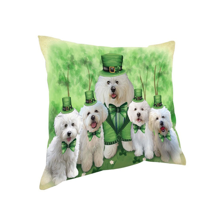 St. Patricks Day Irish Family Portrait Bichon Frises Dog Pillow PIL52660