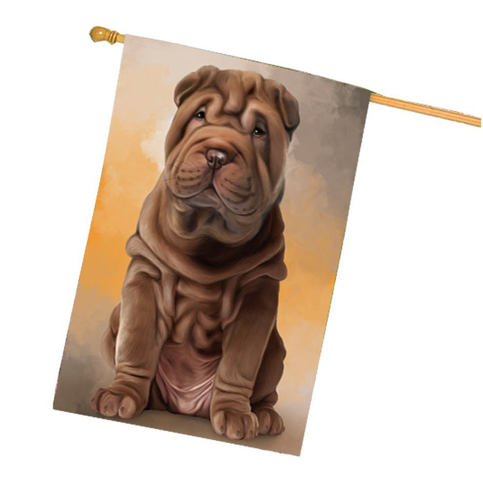 Shar Pei Dog House Flag