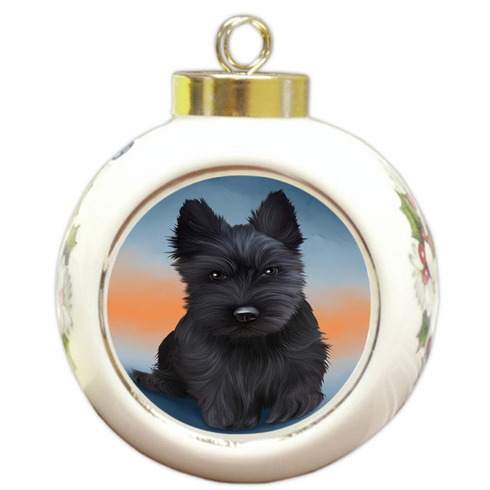 Scottish Terrier Dog Round Ball Christmas Ornament RBPOR48361
