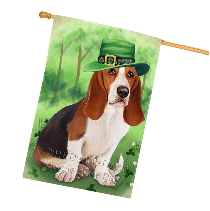 St. Patricks Day Irish Portrait Basset Hound Dog House Flag FLG49148